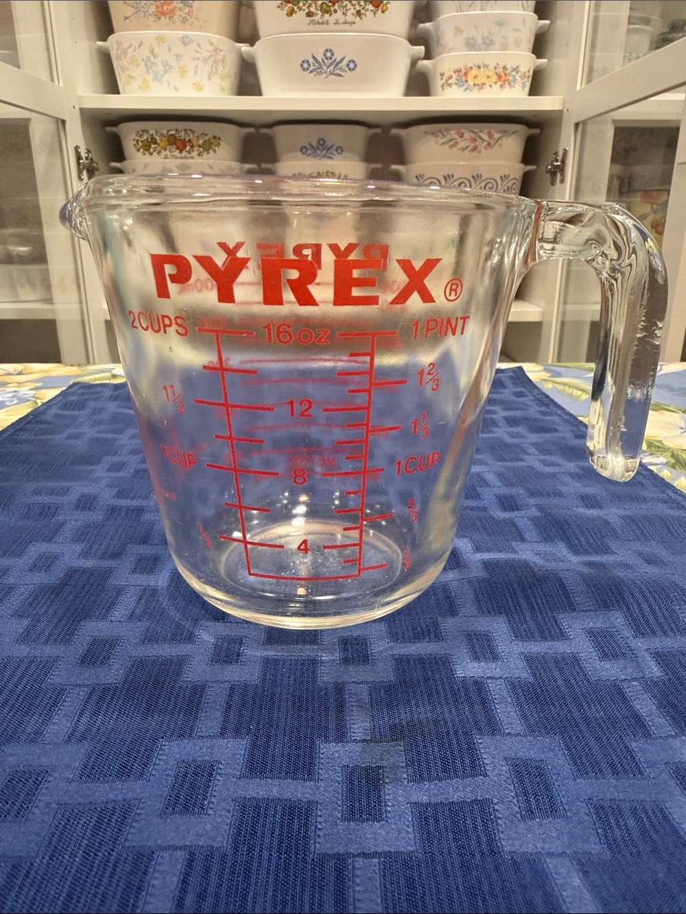 Pyrex Clear Glass Measuring Cup with Red Markings 2 cup